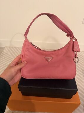Prada Pink Nylon Shoulder Hobo Bag